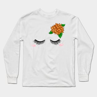 Cute Close Eyelash with flowers Long Sleeve T-Shirt